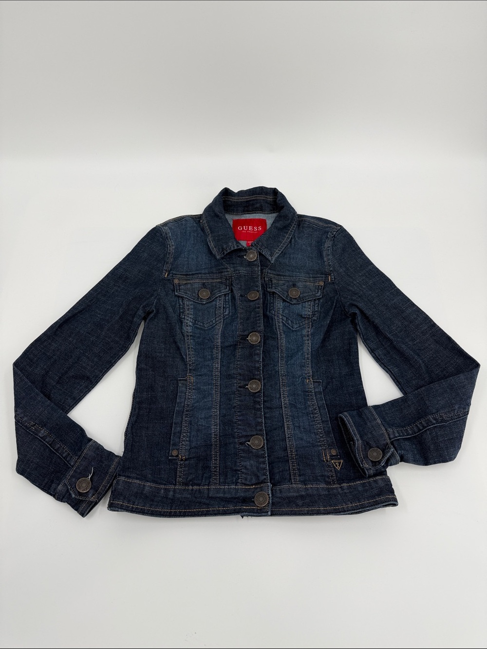 GUESS Dark Wash Denim Jean Jacket - Dark Blue